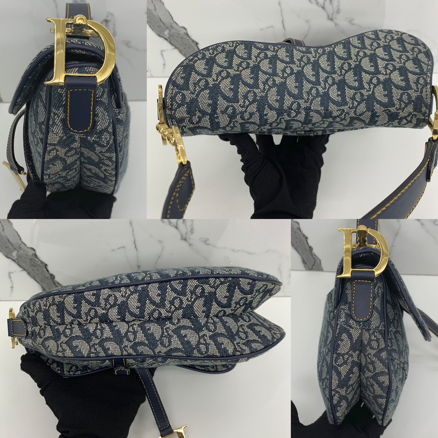 Dior Saddle Bag Medium Blue Oblique Canvas