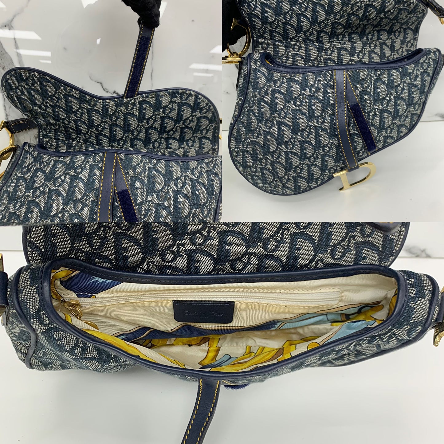Dior Saddle Bag Medium Blue Oblique Canvas