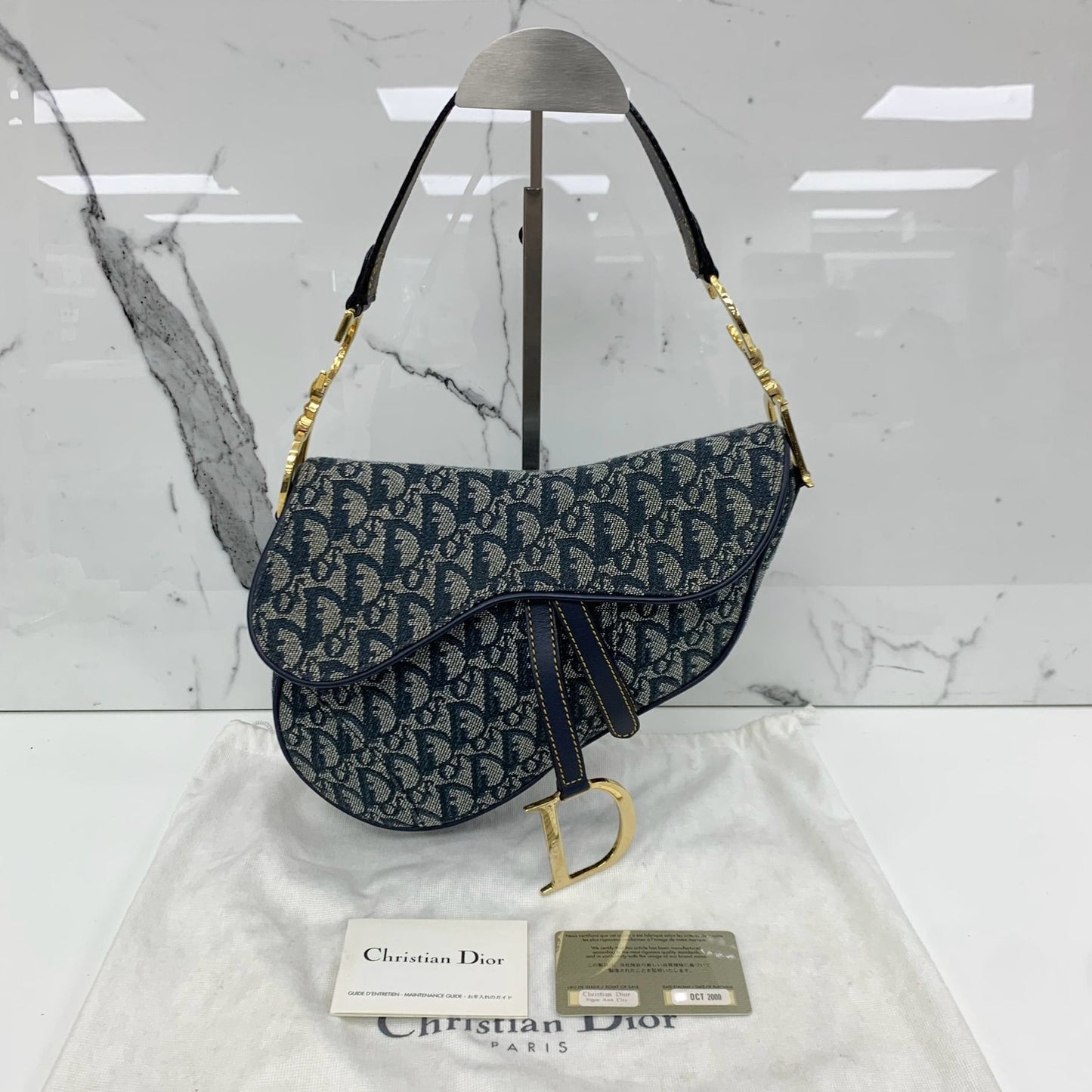 Dior Saddle Bag Medium Blue Oblique Canvas