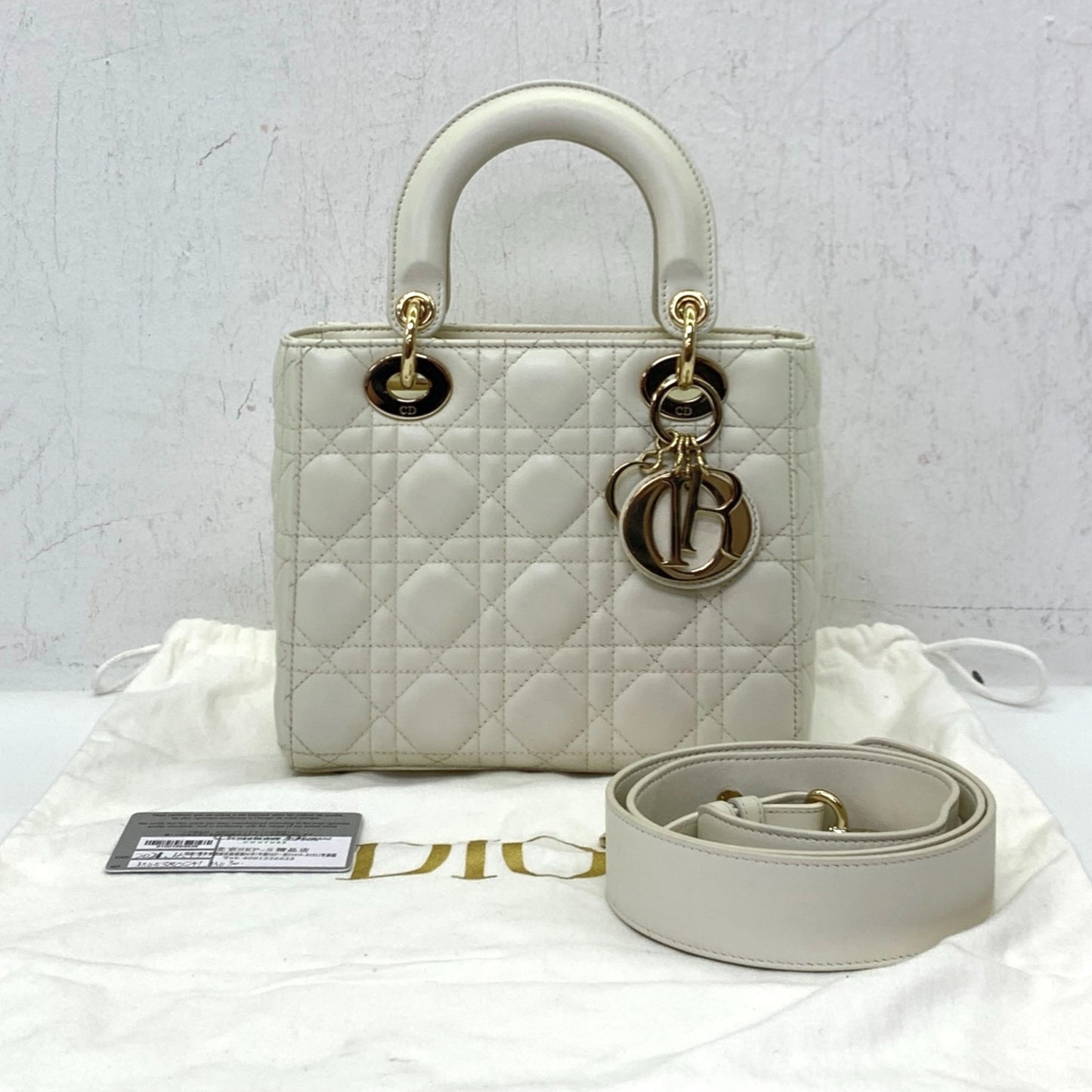 Dior Lady Small ABC White Lambskin Bag