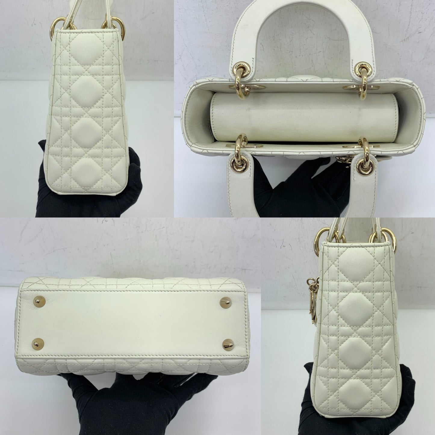 Dior Lady Small ABC White Lambskin Bag
