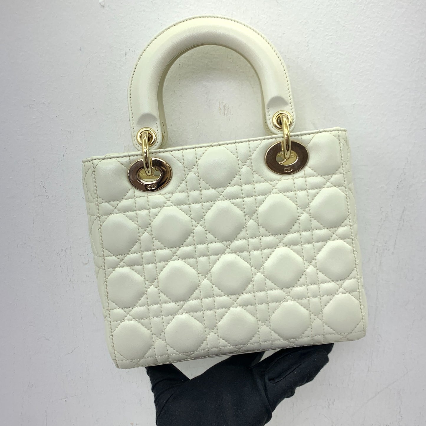 Dior Lady Small ABC White Lambskin Bag