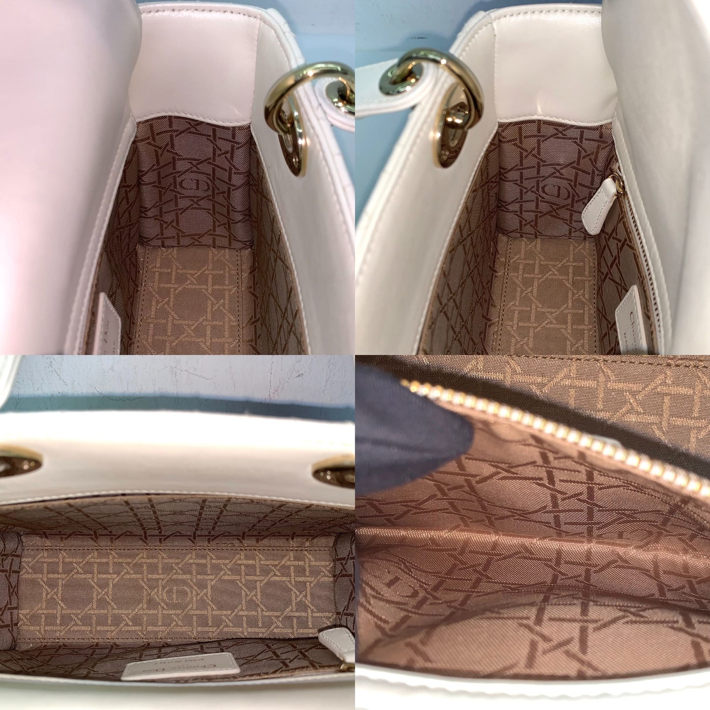 Dior Lady Small ABC White Lambskin Bag