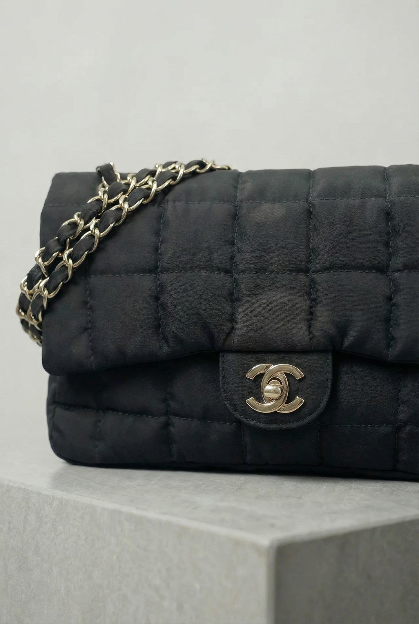 Chanel Chocolate Bar Nylon Chain Shoulder Bag