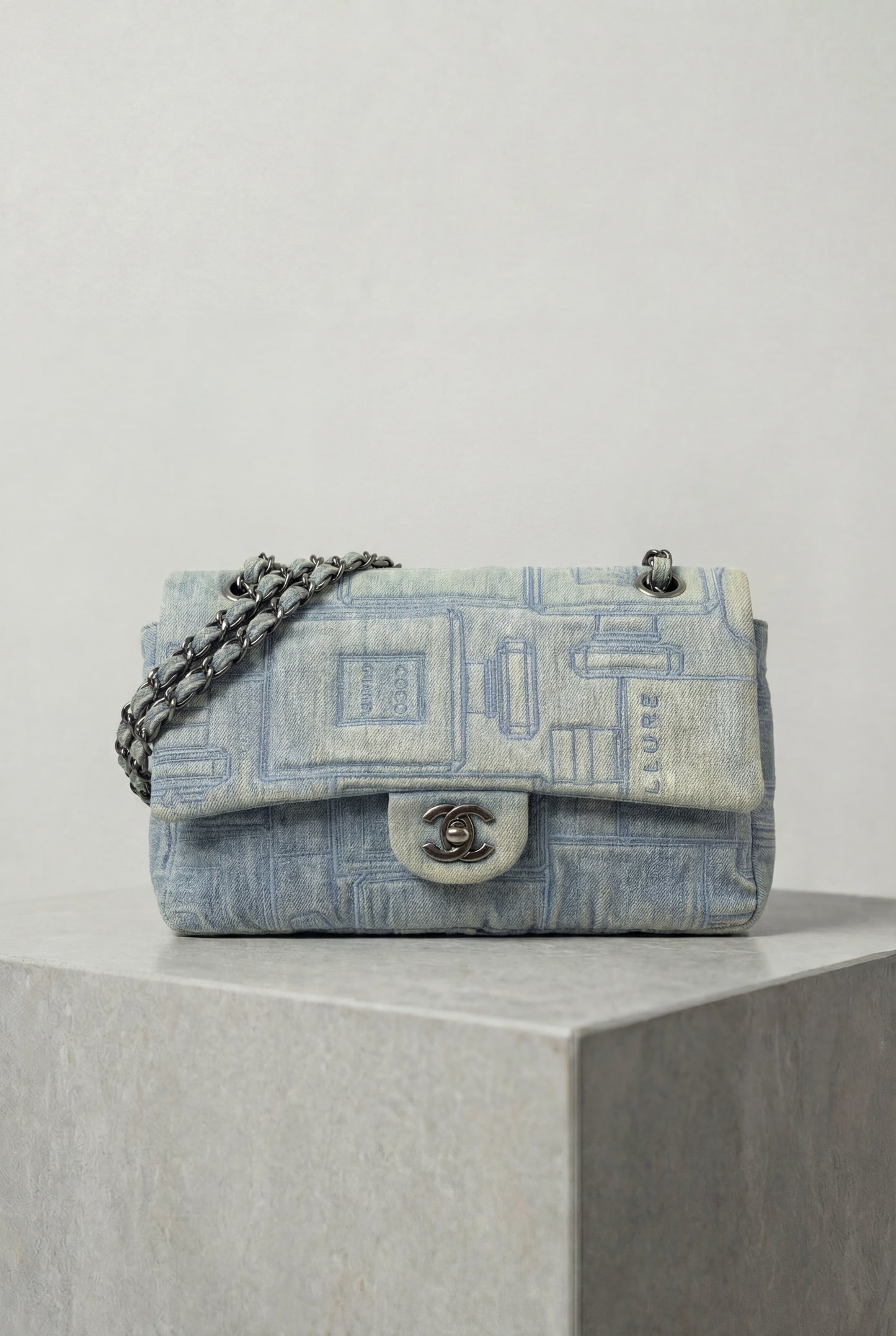 Chanel Denim Perfume Embroidered Classic Flap Bag